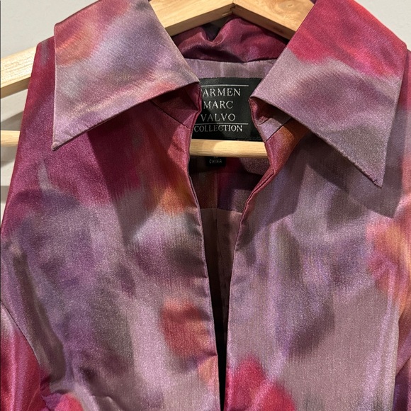 Carmen Marc Valvo Sleeveless Collared Top - Red and Purple - Picture 5 of 7